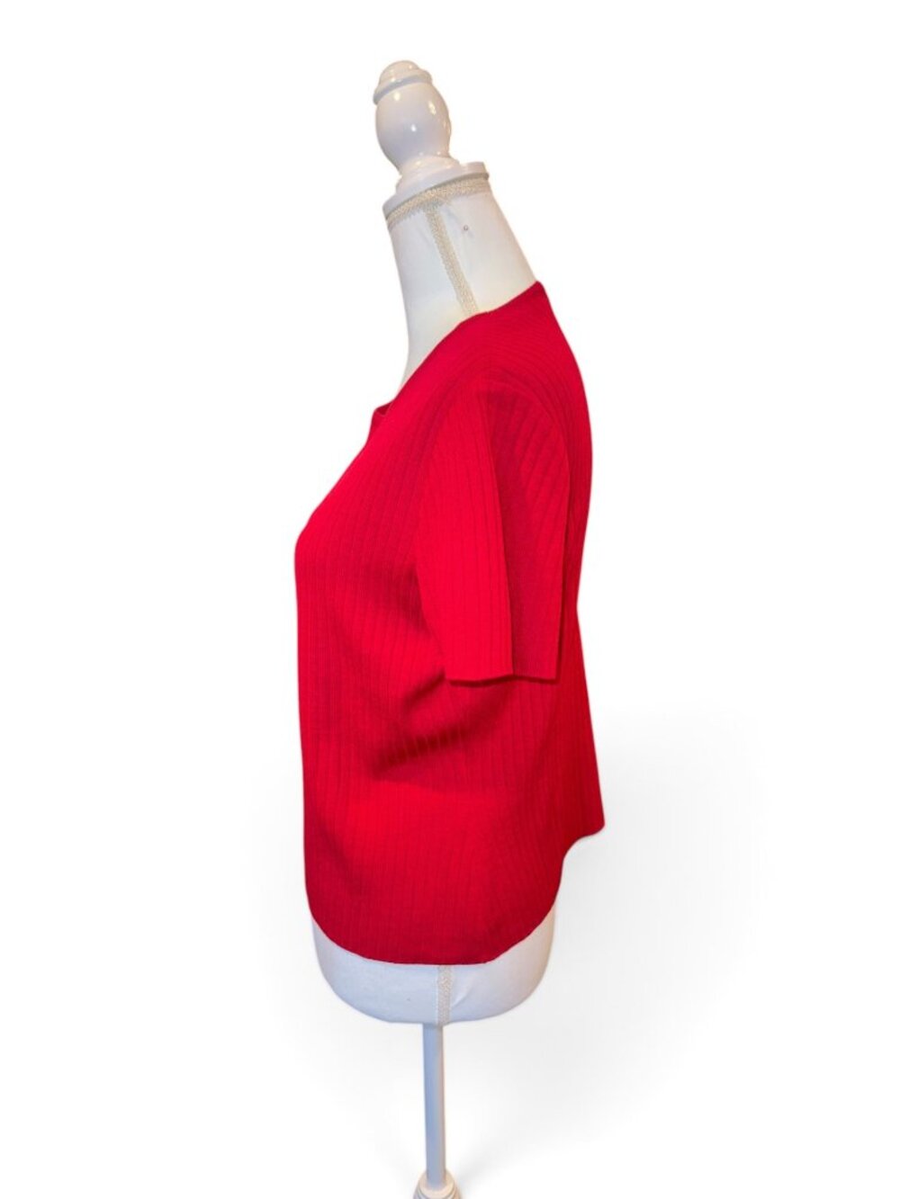 St. John Womens Red Knit Short Sleeve Top Size S - Picture 2 of 4